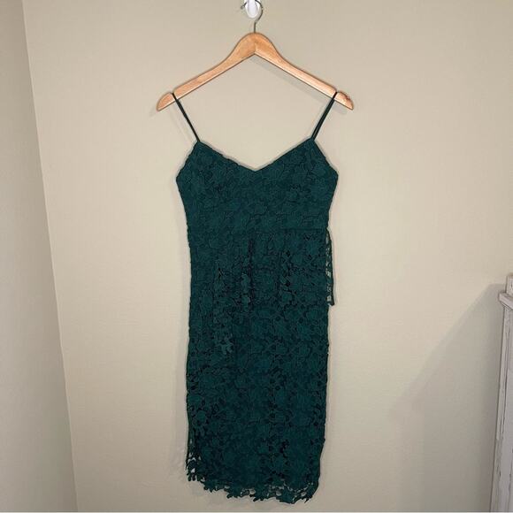 Club Monaco Women's Bliannah Spaghetti Strap Lace Midi Dress in Green 2 - Picture 4 of 13